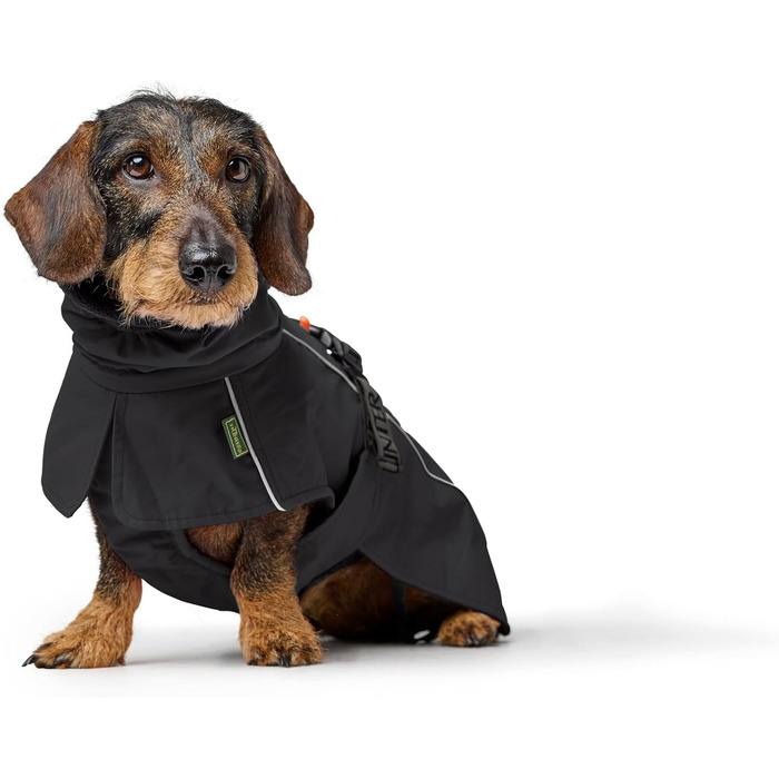 Теплий водонепроникний теплий накид для такси (Hundemantel) NORDBY, чорний, для маленьких собак з довгим тілом