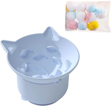 Миска для котів SUYUKU для повільного годування, запобігає болю в шиї, силікон, анти-блювотний набір, з підставкою, нахилена миска для води та їжі, зелений (блакитний)