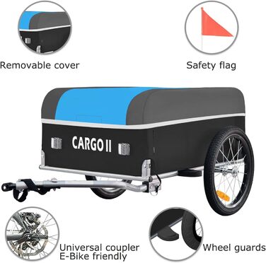 Фарбований вантажний причіп Tiggo Cargo II, 130 літрів, складаний, зелений (блакитний)