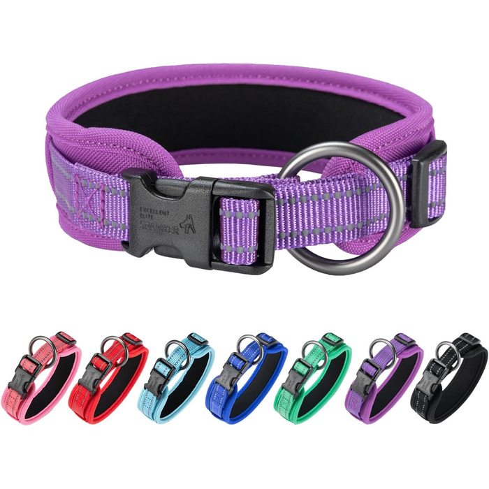 Нашийник для собак EXCELLENT ELITE SPANKER з PU матеріалу, з пряжкою, регульований, для малих, середніх та великих собак, чорний, червоний, синій, фіолетовий (PUL-S) S