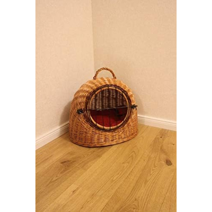 Корзина для котів Marcus Katzentransportkorb з плетіння лози з металевою сіткою та подушкою, коричнева