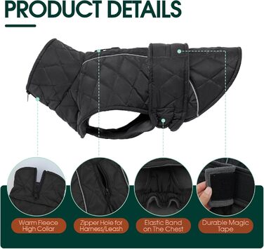 Водонепроникний зимовий одяг для собак Kuoser, тепла куртка для маленьких собак з флісу, регульований животик та отвір для повідка на блискавці, S, темно-сірий