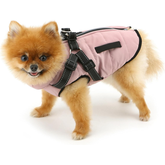 Теплий жилет для собак та котів SMALLLEE_LUCKY_STORE, флісова підкладка, спортивний дизайн, з поворотним кільцем, для чихуахуа, йоркширського тер'єра, рожевий xs