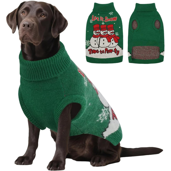 Світшот для собак IECOii з коміром-мотоциклом, флісовий пуловер для собак, святковий пуловер на Різдво, в'язаний пуловер для собак на Хелловін, теплий пуловер для собак, простий у використанні, зелений, розмір 3XL