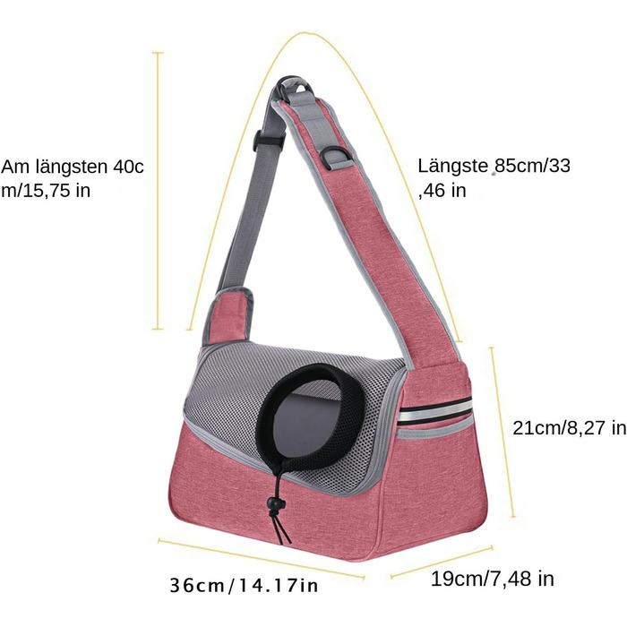 Сумка-переноска для собак та котів | Дихаюча сумка-переноска для тварин, регульована, з кишенею, рожева