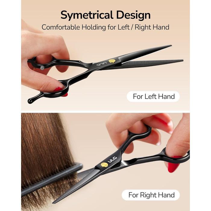 Професійний набір для стрижки волосся ULG: 2 ножиці (16,5 см), розріджувач, гребінець, затискачі, кейс. Підходить для чоловіків, жінок, дітей.