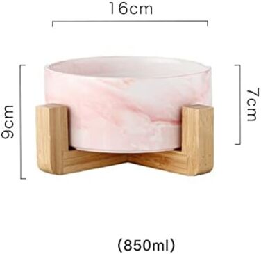 Миски для собак SP SEMPRE з кераміки з бамбуковими підставками, рожевий мармур (15,5 см)