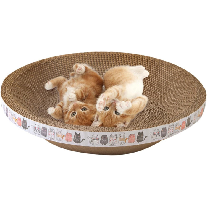 Круглі когтеточки для котів, лежанка-чаша, когтеточка-миска, котяче ліжко з картону, когтеточка, картон для кошенят, малі та середні коти (діаметр 45 см)