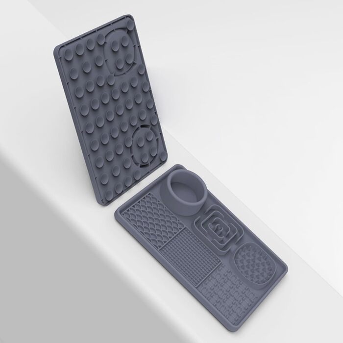 Силіконовий килимок для собак та котів Upgrade XL з великим присоском (без BPA) - рожевий/сірий