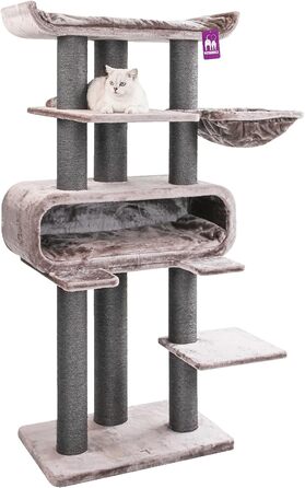 Когтеточка для великих котів Petrebels Maine Coon XXL Route 180 см, натуральний сизаль, стовпи 12/15 см, капучино