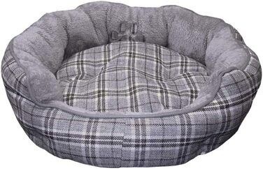 Крісло-лежанка для котів Nobby Komfortbett Classic KAPU, сірий в клітинку, діаметр 50 см, 19 см висота