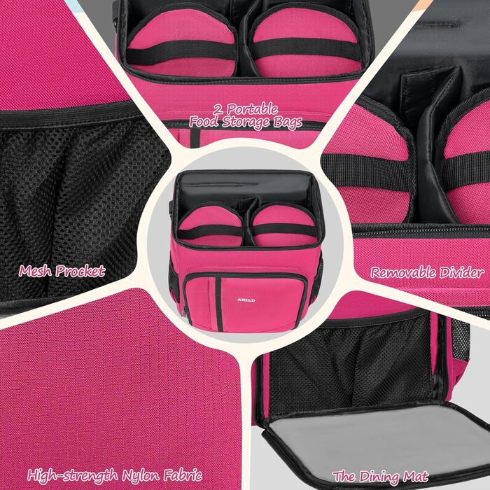 ANILD Рюкзак для собак, сумка для подорожей, TSA-сертифікована, з 2 мисками, органайзером, для походів, кемпінгу, рожевий