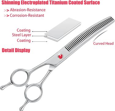 Професійна вигнута ножиця для грумінгу собак 7.2 дюйми, з нержавіючої сталі 440C, симетрична ручка