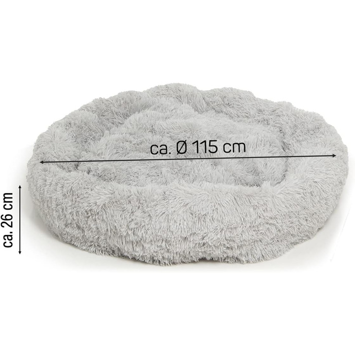 Wallace & Jones | Плюшеве ліжко для собак Sarnia - XL, сірий, 115 x 115 x 26 см