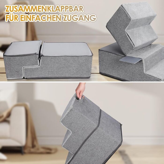 Сходинки для собак 3 ступені, антиковзаюча драбина для маленьких собак, миюча сходинка для собак 40 см заввишки, портативна рампочка для собак/кішок з миючим покриттям для дивану/ліжка