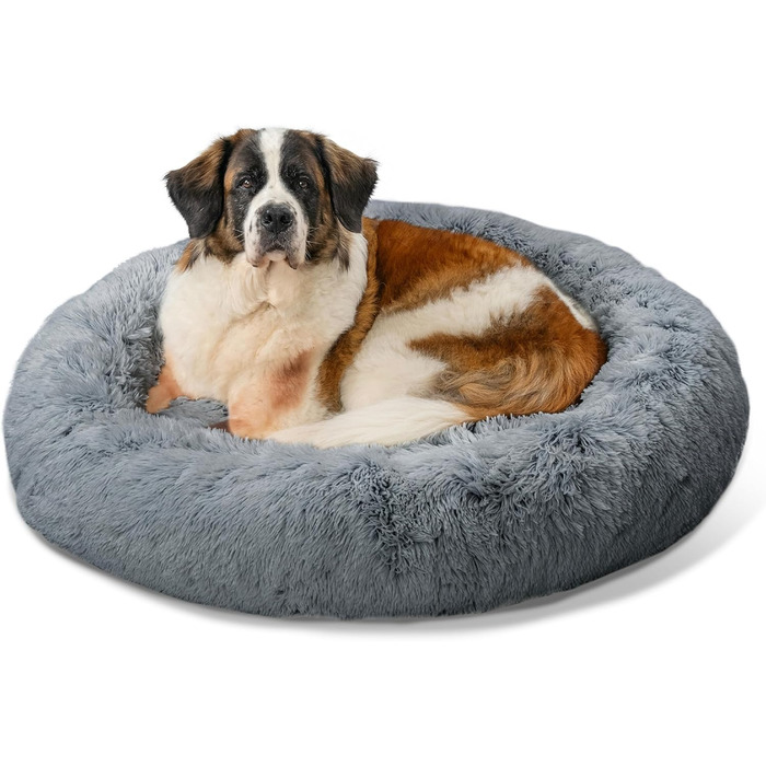 Лежак для котів і собак Best Friends by Sheri Calming Donut XL, сірий, 114 см, з плюшевого хутра