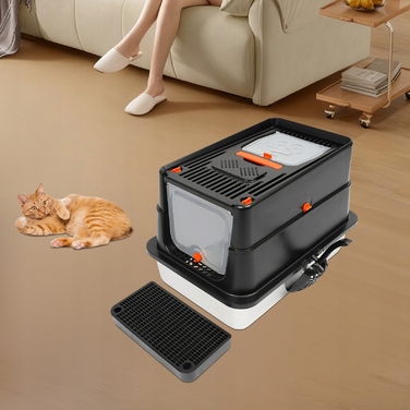 Відкритий лоток-куветра для котів із нержавіючої сталі, чорний