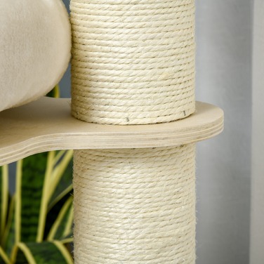 PawHut Cat Tree with Cat Cave висотою 122см, три рівня, дерево, стовбури з сизалю, ігрові м'ячі для активних котів