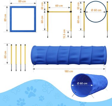 Набір для аджиліті для собак Huskl Agility Set: тунель, стійки, кільце, коробка для відпочинку. Аксесуари для аджиліті та тренувань собак.