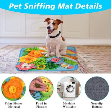 Килимок-нюхалка для собак, килимок для пошуку корму, інтерактивна іграшка для собак, килимок-нюхалка для цуценят, 50x50 см, блакитний