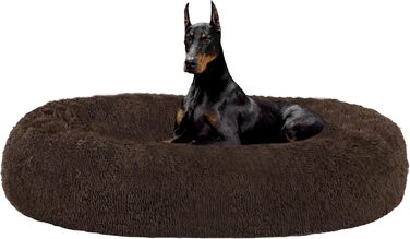 Ортопедичне ліжко для собак круглої форми, м'яке гніздо для собак та котів, зручне ліжко-лежанка, 70 см Ø, (120 x 120 x 20 см, Коричневе)