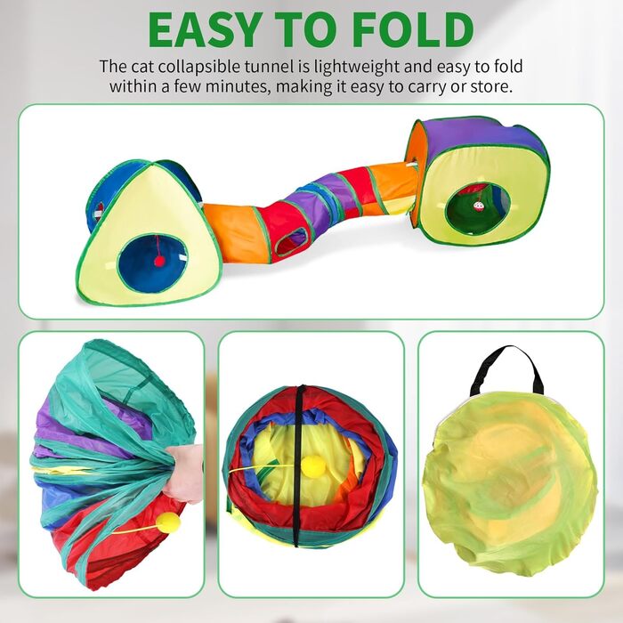 Туннель-іграшка для котів 3 в 1 з лабіринтом, куб, намет - інтерактивна іграшка для кошенят, цуценят, кроликів