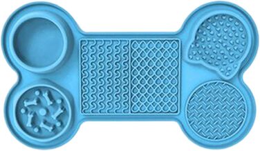 Килимок для годування кошенят та цуценят з 5 присосками, здорове харчування, різні дизайни (блакитний)