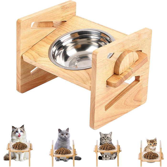 Підвищений годівниця для собак, годівниця для собак на підставці, регульована висота, миски з нержавіючої сталі, 4 рівні, для собак та котів