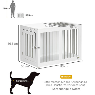 PawHut Dog Cage Клітка для середніх собак 80 x 50 x 56.5 см з дверима та функцією транспортування в білому кольорі