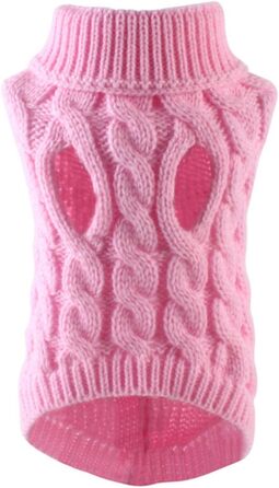 Теплий пуловер для собак, в'язаний зимовий пуловер з флісовою підкладкою, одяг для собак, м'який пуловер з пряжі для чихуахуа, такса, осінь та зима (білий, ) білий (рожевий, XL)