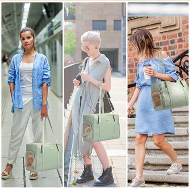 Сумка-переноска для собак і котів Fashion Dog, шкіряна, зелена, м'яка, авіаційного стандарту, для маленьких тварин