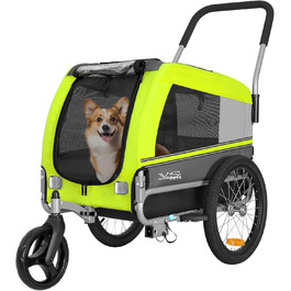 Універсальний візок-перевозник для собак Tiggo VS Pets Medium: 2в1 (велосипедний, буксирний) - зелений