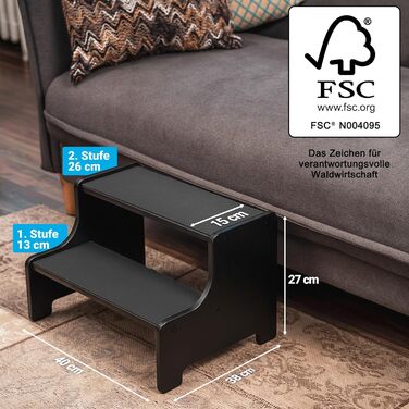 Сходинка для собак та котів AMAZING - 3 сходинки, 40 см, чорний колір | Для маленьких, середніх та великих тварин | Захист суглобів