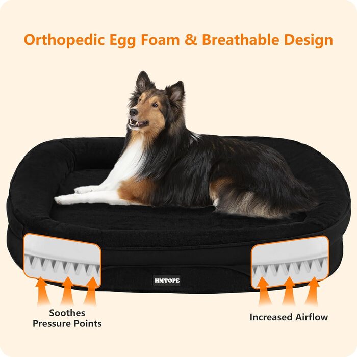 Ортопедичне ліжко для собак, диван-лежанка з валиком для шиї, кошик для собак з неслизьким дном, знімний та пральний, середні та великі породи, 106 x 79 x 17 см, оливковий колір