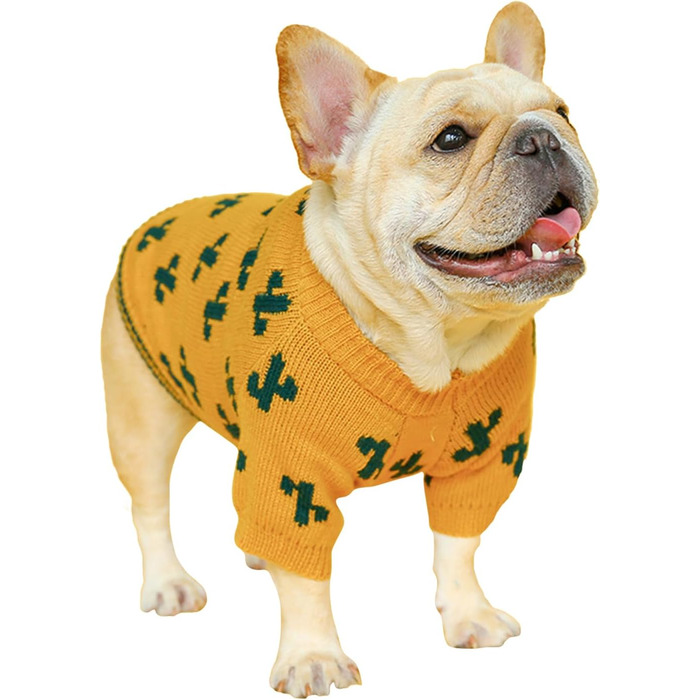 Пуловер для собак та котів на Новий рік, вітростійкий, теплий зимовий одяг для маленьких, середніх та великих собак та котів (пуловер кактус, L)