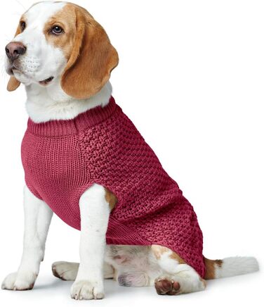 Теплий пуловер для собак HUNTER Malmö, бордовий, з в'язаним візерунком, для оптимальної посадки, з відбиваючими елементами, можна прати при 30°C, розмір 30