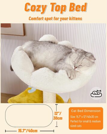 Котячий дряпак Happi N Pets Wolken, 80 см, сучасний триярусний ігровий комплекс для кішок середнього розміру з сизалевою стійкою, м'яким лежаком 40x30 см, знімними та праними подушками