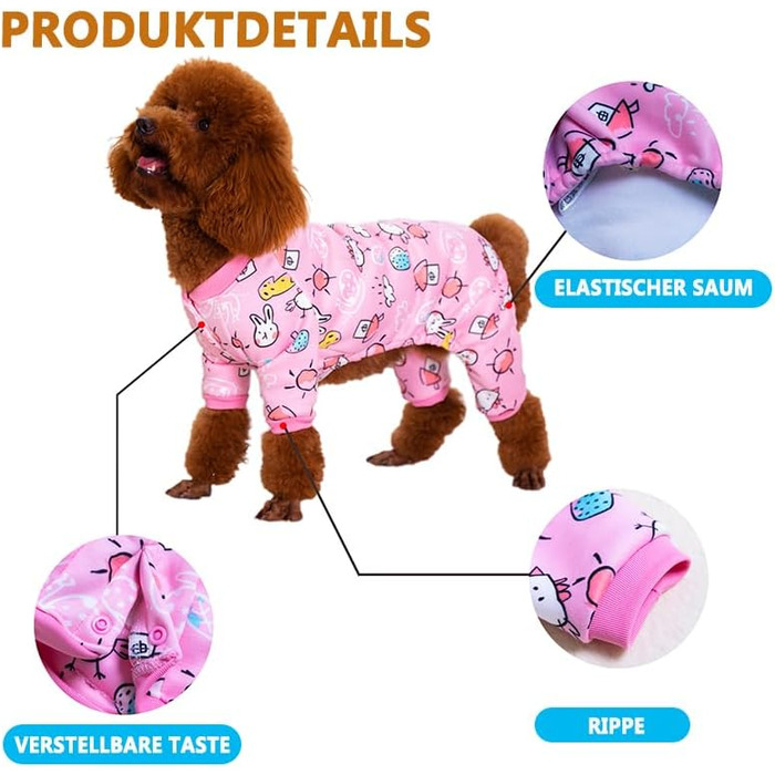 Піжама для собак з флісовою підкладкою, мила піжама з сердечком для собак, теплий м'який комбінезон для кошенят та собак, тепла та зручна одяг для домашніх тварин (Рожева, XXXXL)