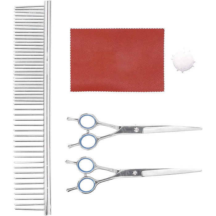 Набір для грумінгу собак: ножиці (прямі та вигнуті) та гребінець. Довговічні інструменти для догляду за собаками та котами