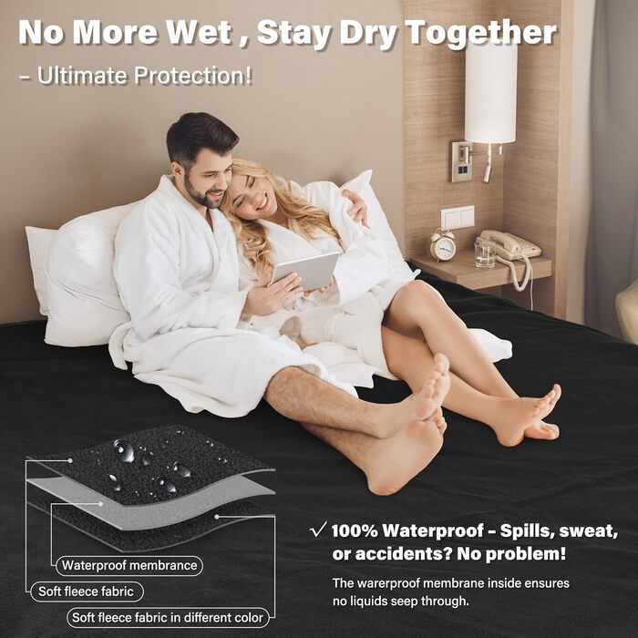 Водонепроникний плед для собак та котів, чорний, 203 x 152 см