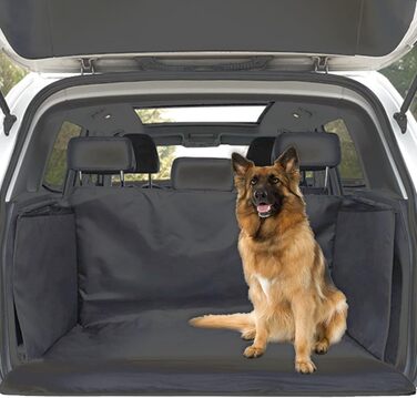 Захист для багажника автомобіля для собак FINEVERNEK з боковим захистом, ковдра для собак на заднє сидіння, універсальна ковдра для собак з кишенькою для зберігання, водовідштовхувальна, легка у догляді та стійка до подряпин, чорного кольору