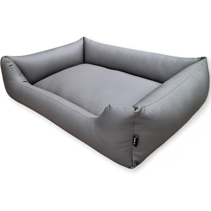 4L Textil Hundebett Mario: Квіткове ліжко для собак з штучної шкіри, 100x70 см, сірий колір