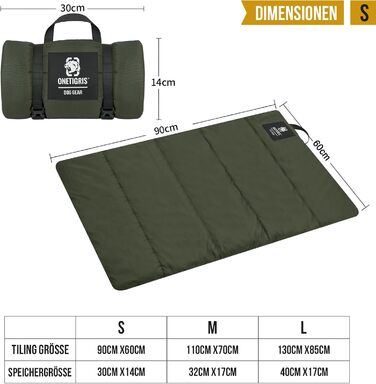 OneTigris килимок для собак 130 x 85 см, водонепроникний, зручний, для подорожей, кемпінгу, відпочинку на природі - Оливковий
