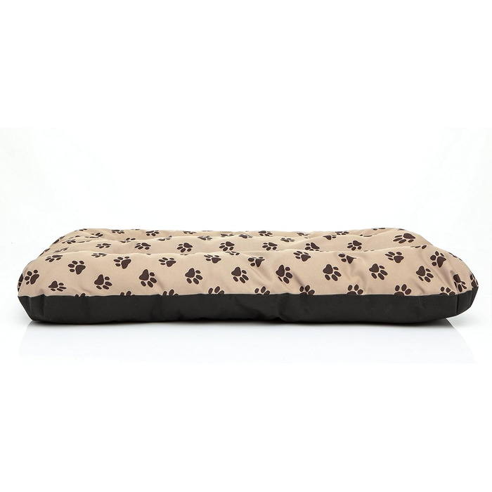 М'який лежак для собак, лежанка-софа для тварин, подушка для собак, корзина для собак, м'яке ліжко для собак, 90 x 60 см, бежевий, R1, з принтом лапок
