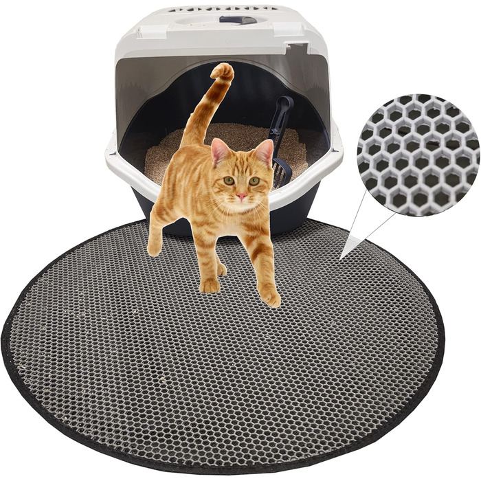 Килимок під лоток для котів BYPET, 58 см, круглий, з дизайном 