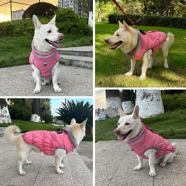 Водонепроникний та вітронепроникний теплий зимовий накид для собак, розмір M (рожевий, XL), з інтегрованою шлейкою, для цуценят та маленьких/великих собак