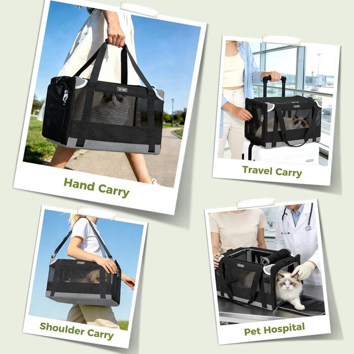 Переноска для котів та собак Lekesky Transportbox Katze, чорна, розмір L, складна