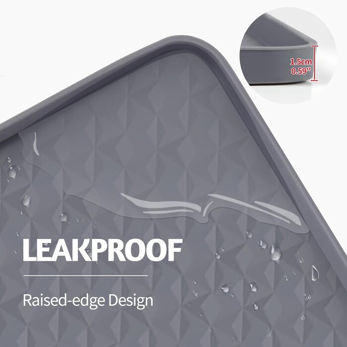 Килимок для котячого туалету Bartuke Katzenklo Matte, 130 x 65 см, силіконовий, сірий. Легко чистити, м'який для лапок котів