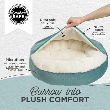 Ліжко для кота та собаки Sheri Cozy Cuddler Ilan, з підстилкою, блакитне, 61x61 см