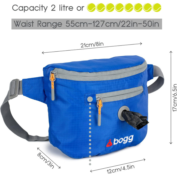 BOGG Універсальна сумка-переноска для собак | Диспенсер для пакетів та контейнер для відходів (Блакитний)